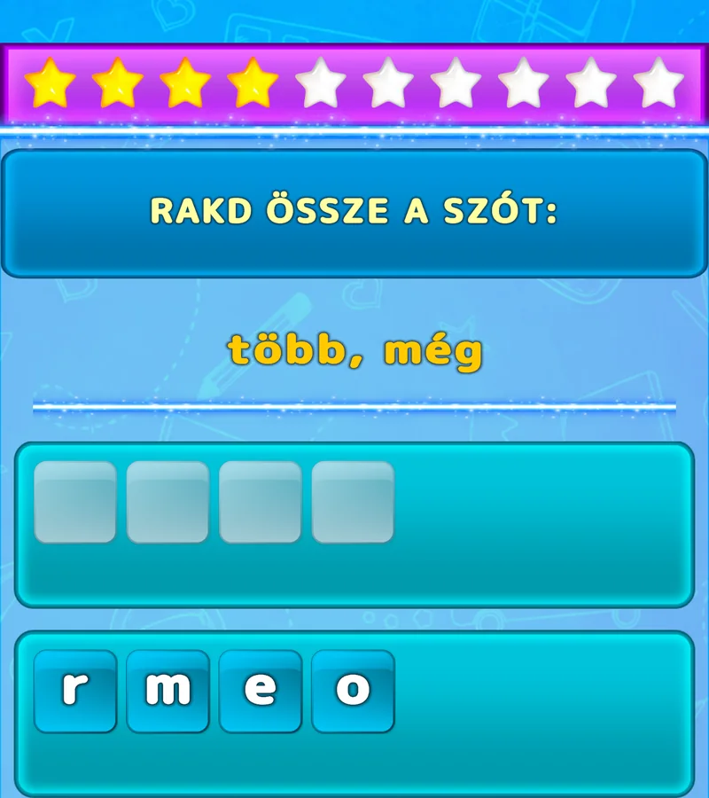 Angol szó összerakása összekevert betűkből a LuvStudyban
